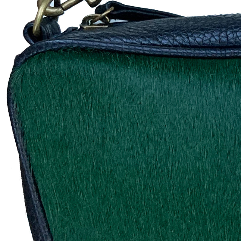 Half Circle Bag - Emerald Green Fur – back view