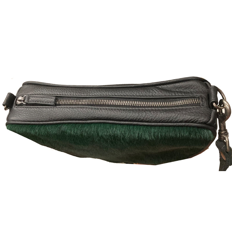Half Circle Bag - Emerald Green Fur – detail