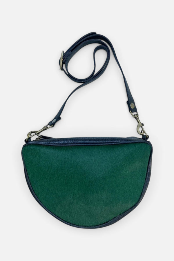 Half Circle Bag - Emerald Green Fur