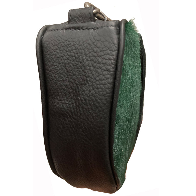Half Circle Bag - Emerald Green Fur – side view