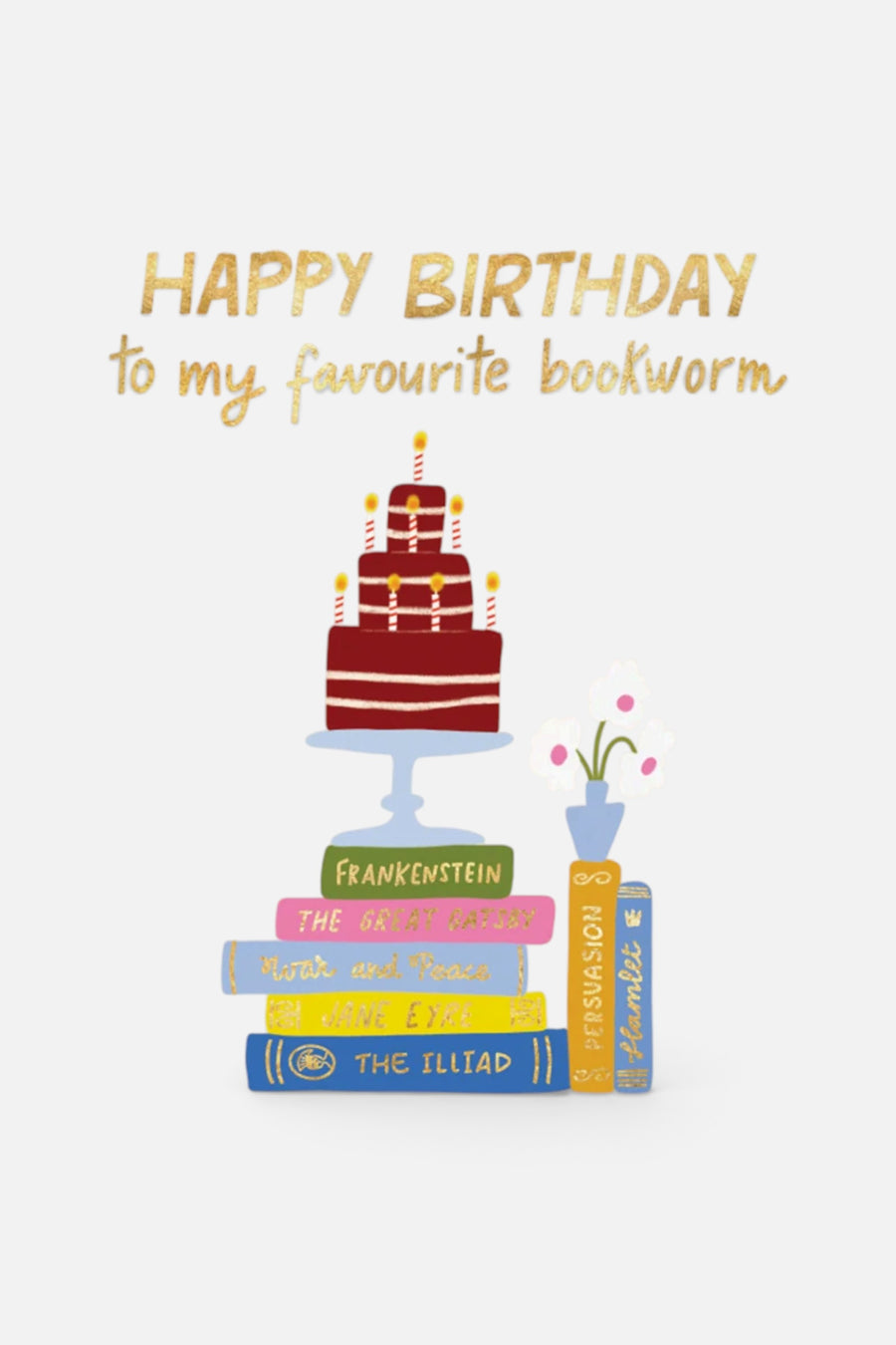 Halfpenny Postage Birthday Bookworm Card – front view