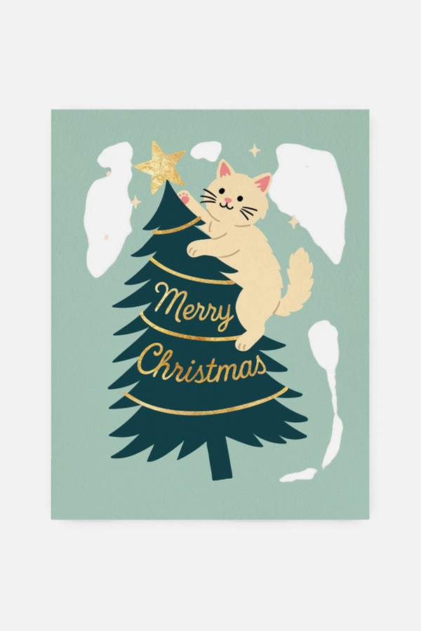 Halfpenny Postage Cat on Christmas Card