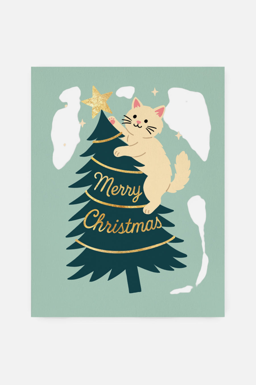 Halfpenny Postage Cat on Christmas Card – front view