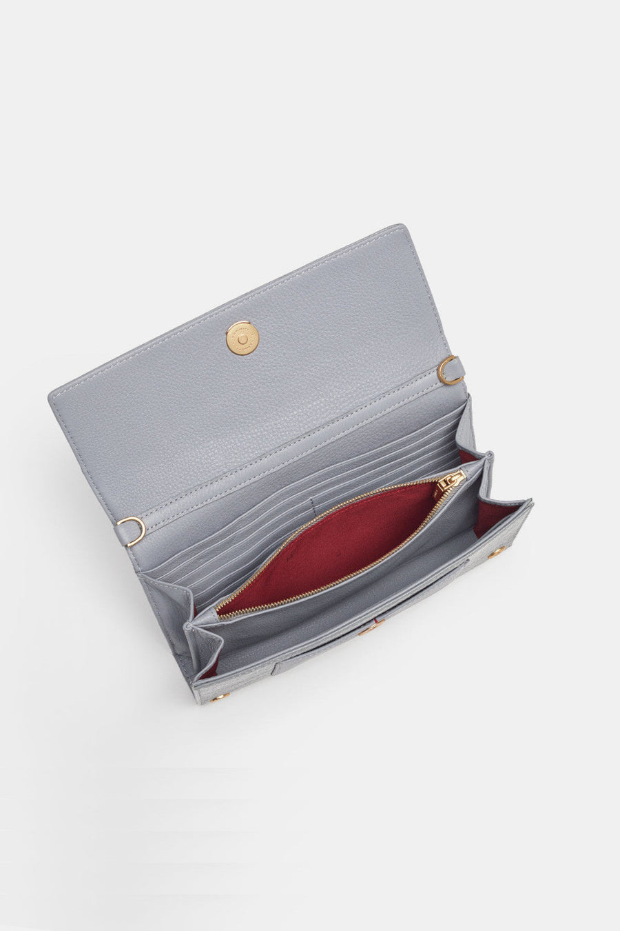 Hammit AJ Crossbody Clutch in Marina Glaze Brushed Gold Hammered – flat lay