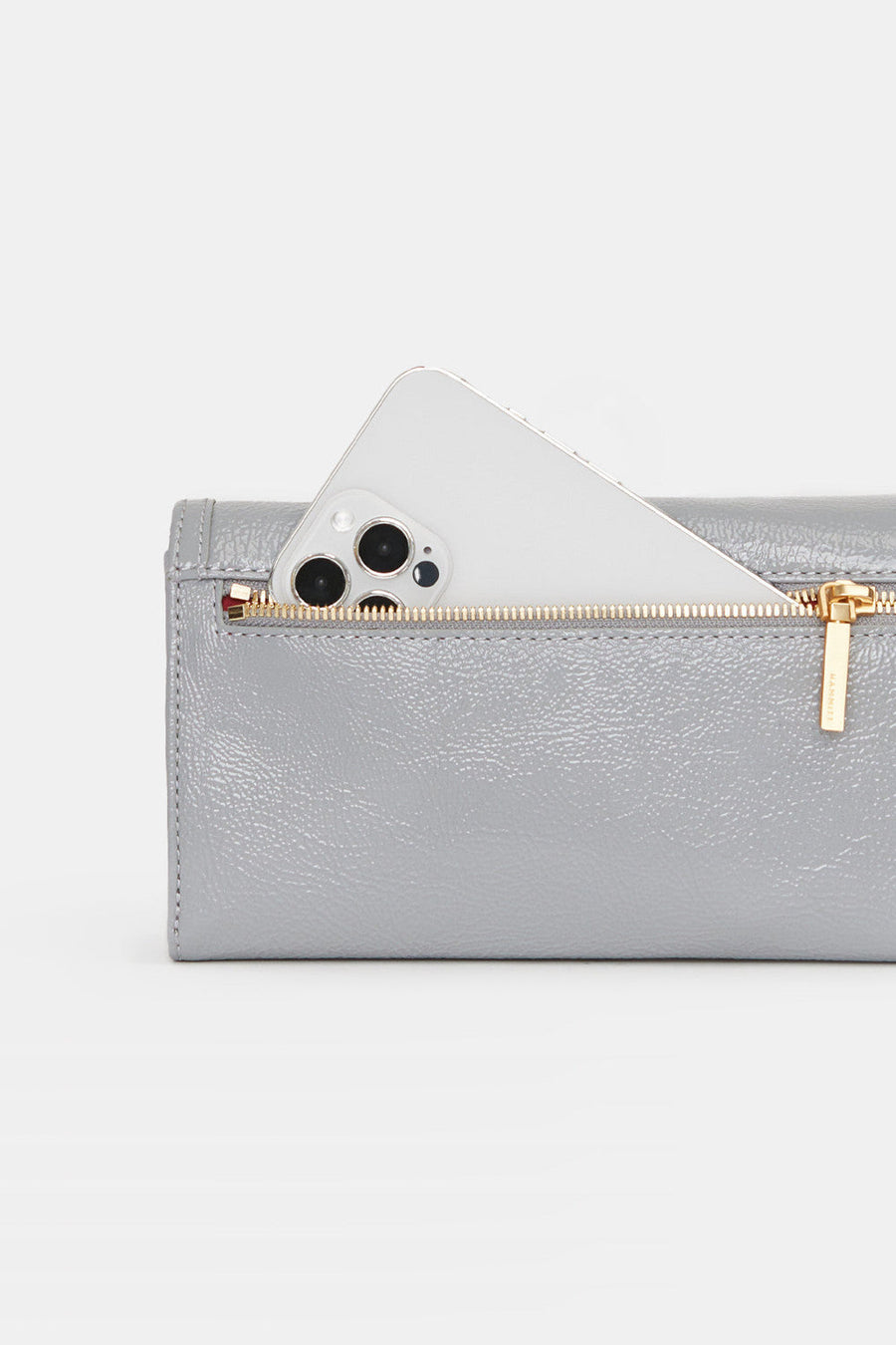 Hammit AJ Crossbody Clutch in Marina Glaze Brushed Gold Hammered – side view