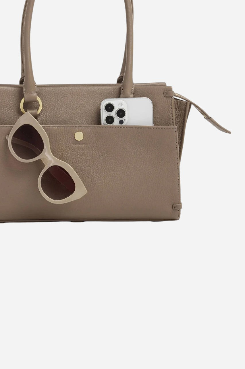 HAMMITT Allen Medium Sculpted Handbag in Taupe/Brushed Gold – detail
