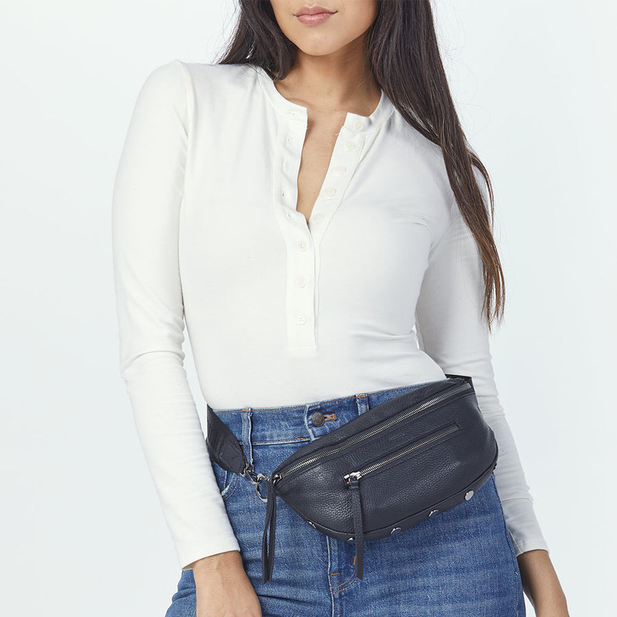 Hammitt Charles 2 in Black/Gunmetal – flat lay