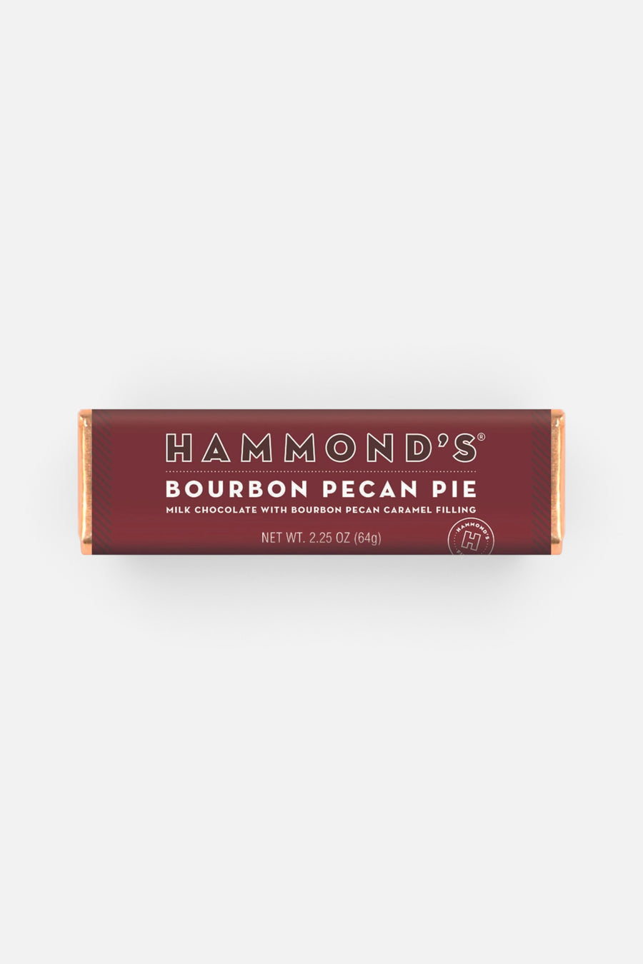 Hammond Candies Bourbon Pecan Pie Milk Chocolate Bar – front view