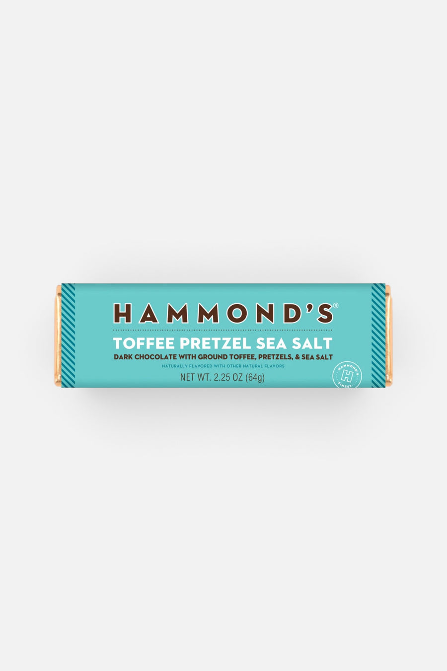 Hammond Candies Toffee Pretzel & Sea Salt Dark Chocolate Bar – front view