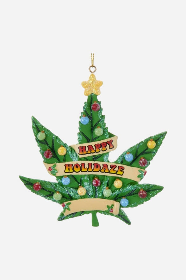Happy Holidaze Cannabis Leaf Ornament