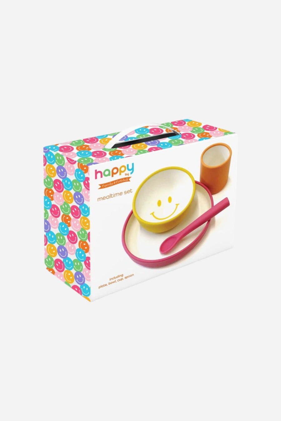 Happy Silicone Meal Time In Gift Box in Pink, Set of 4 – back view