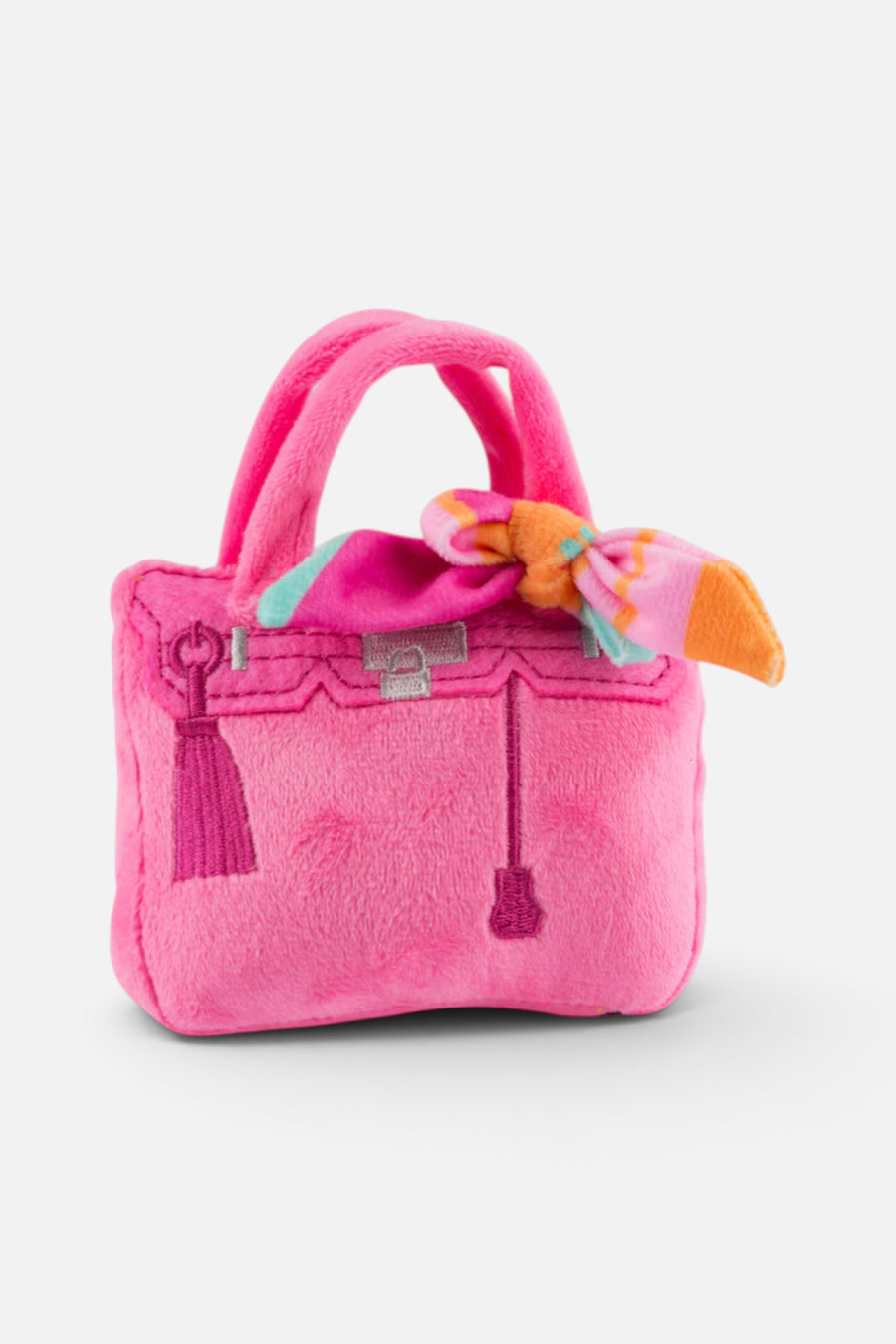Haute Diggity Dog Barkin Bag in Pink with Scarf – front view