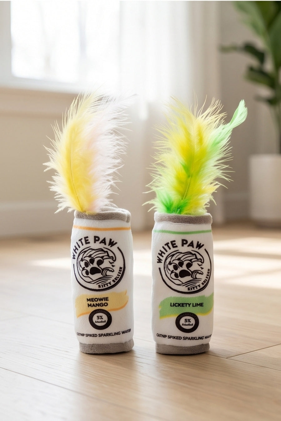 Haute Diggity Dog White Paw Mango & Lime Catnip Toy Set – back view