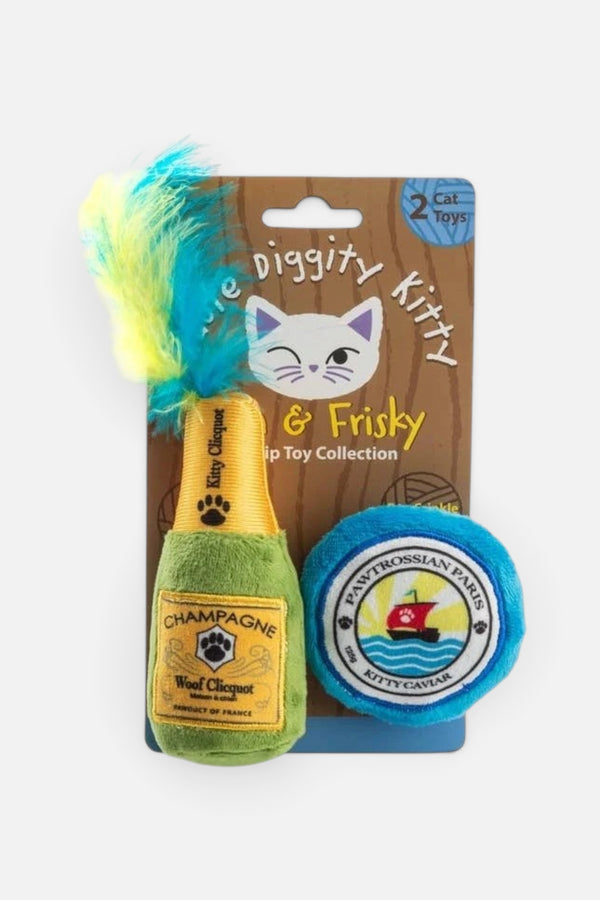 Haute Diggity Kitty Clicquot Bottle & Caviar Can Toy