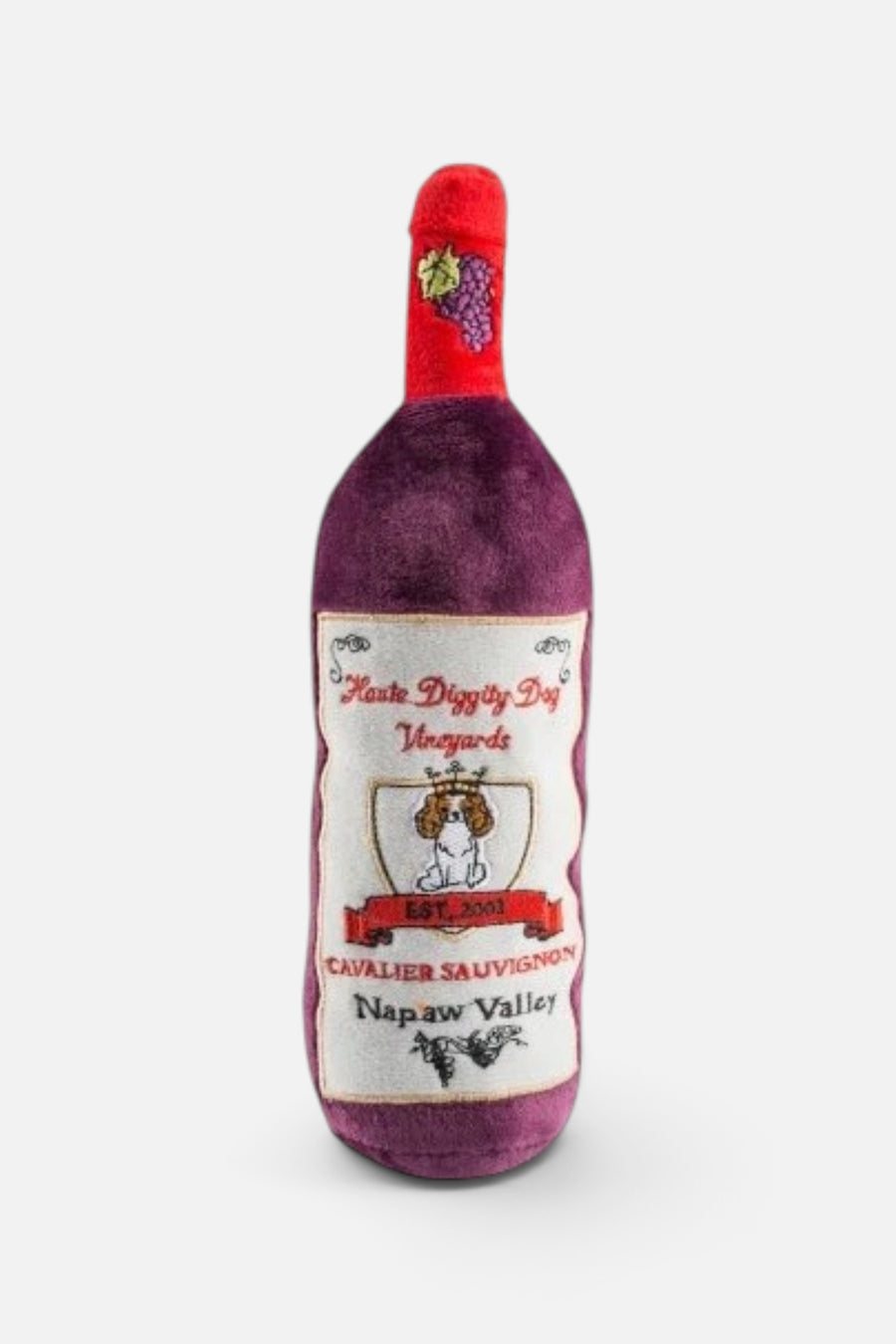 Hautge Diggity Dog Cavalier Sauvignon Parody Dog Toy – front view