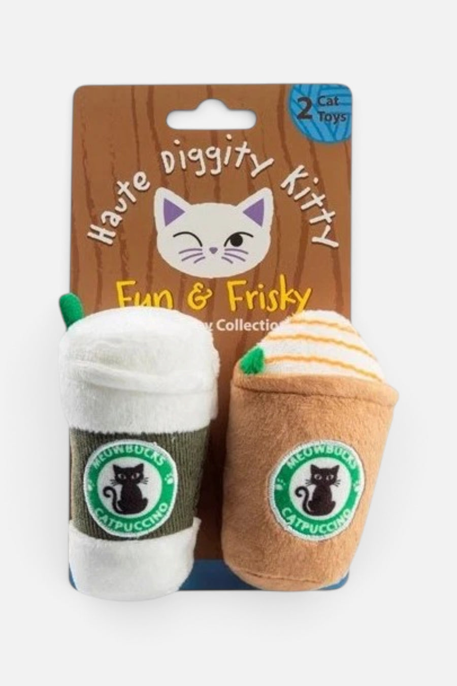 Hautge Diggity Dog Meowbucks (2 coffee cups) Catnip Toys – front view