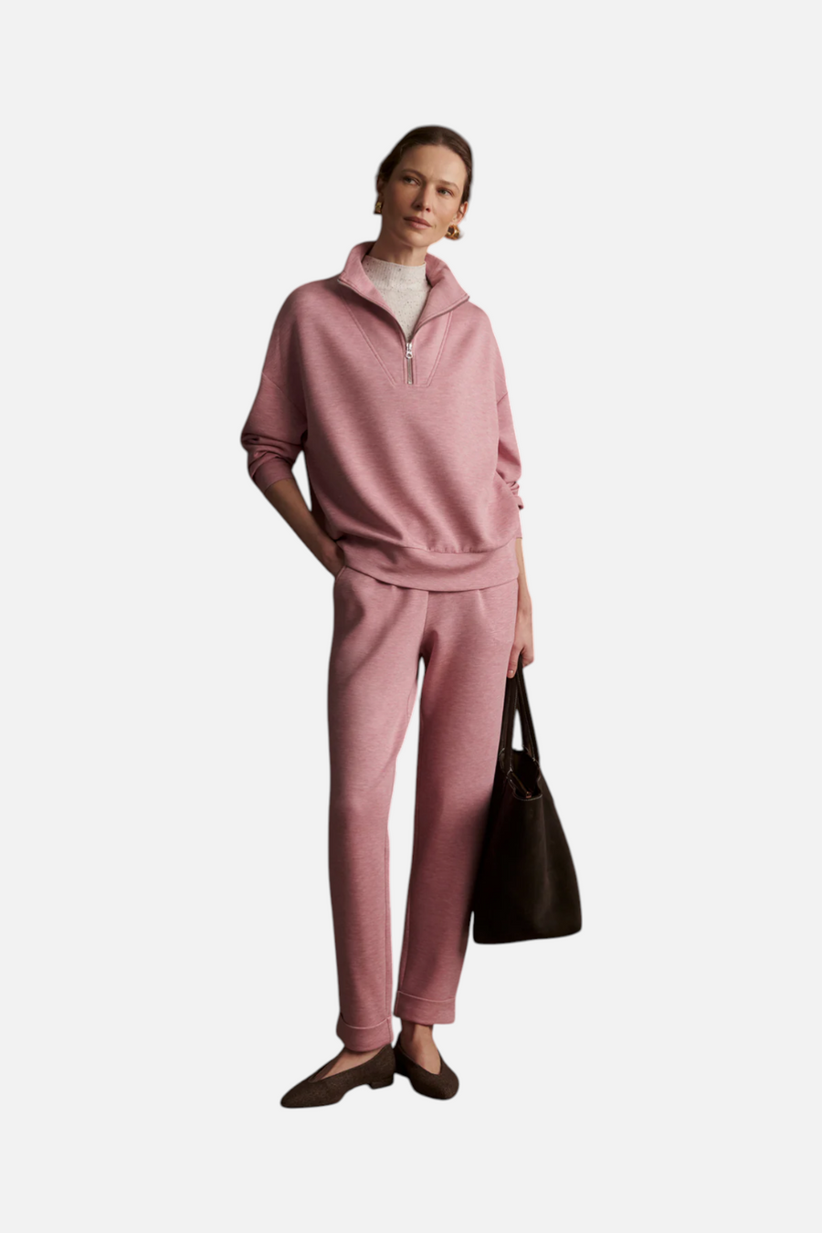 Varley Women's Hawley Half Zip Sweat in Rose Marl