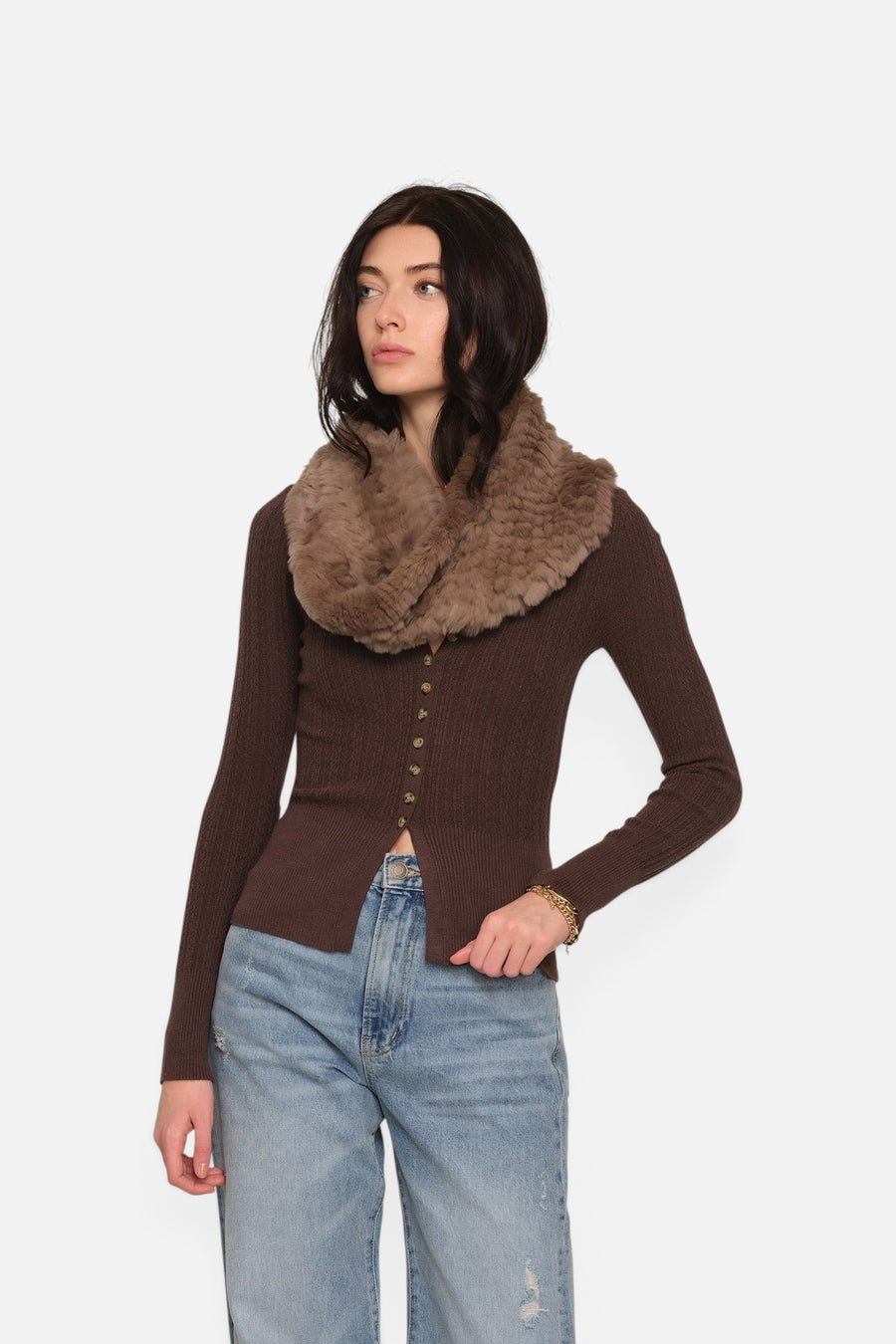 Heartloom Enya Scarf in Taupe – side view
