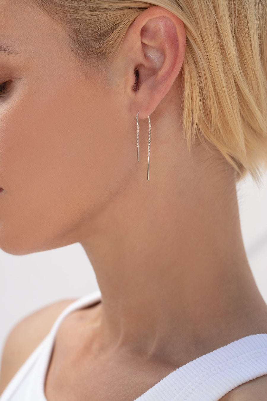 Henley Ear Threader in Silver – back view
