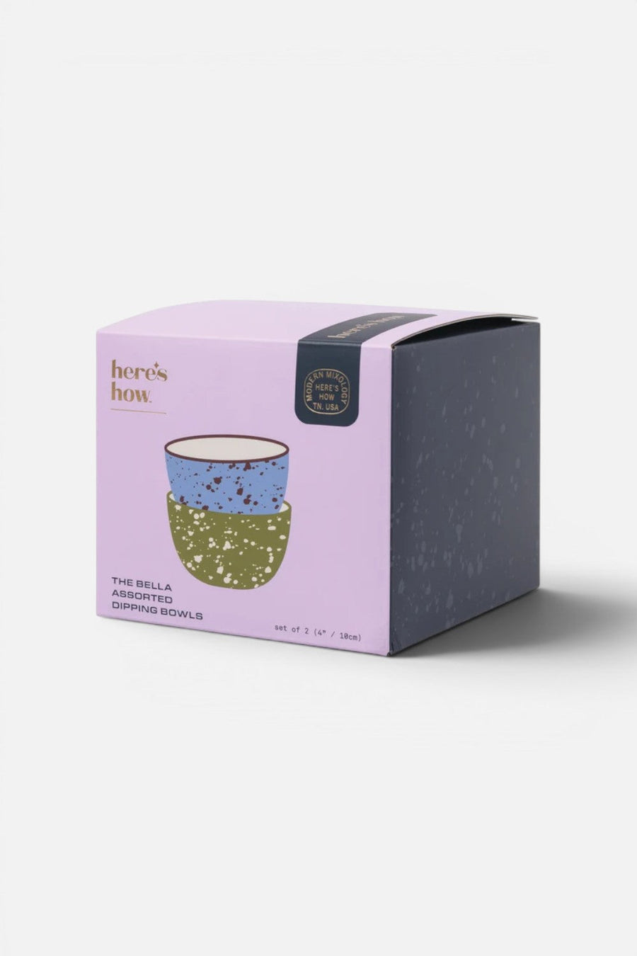 Here's How Bella Dipping Bowls in Blue and Olive Splatter, Set of 2 – back view