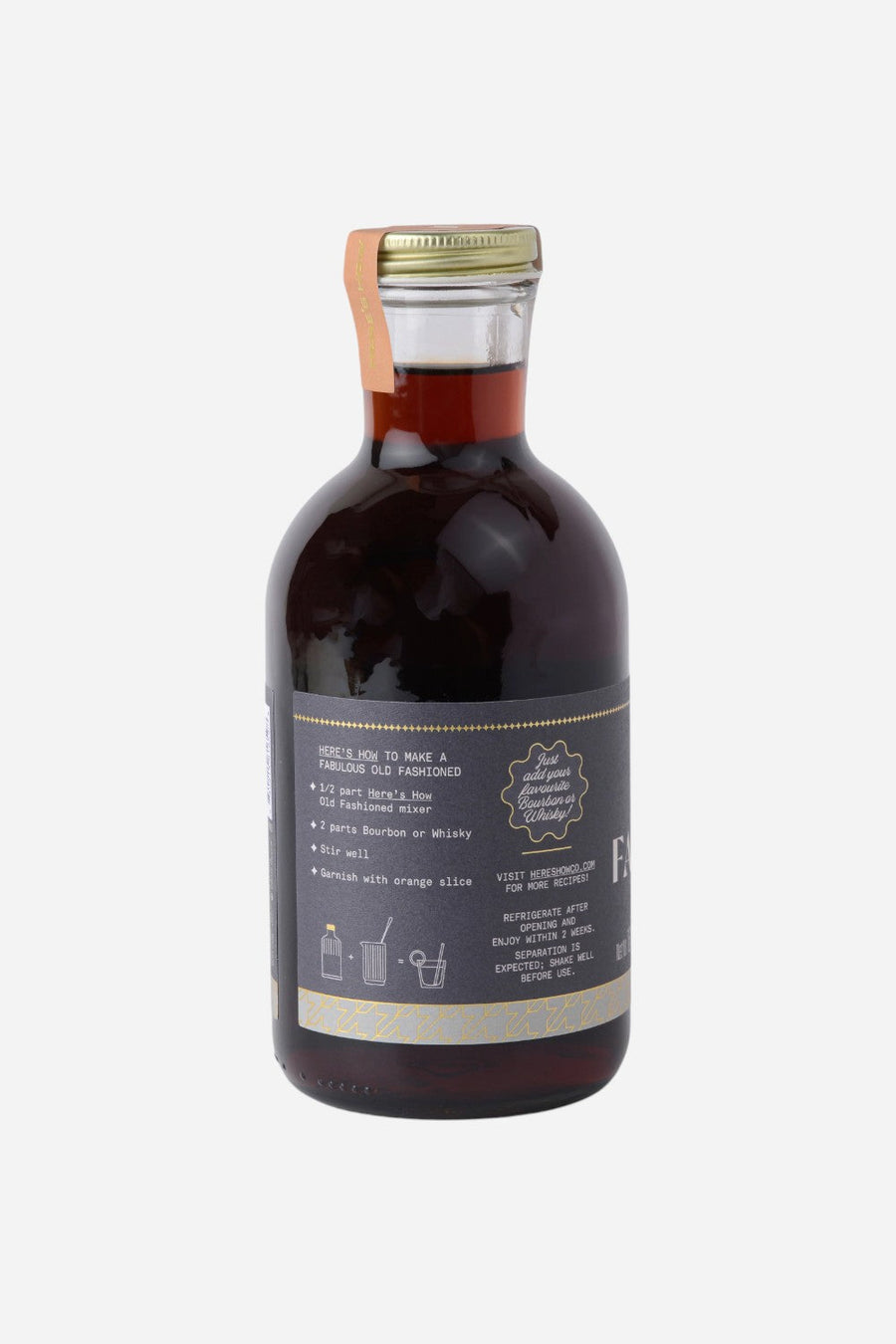 Here's How Old Fashioned Crafted Cocktail Mixer – back view