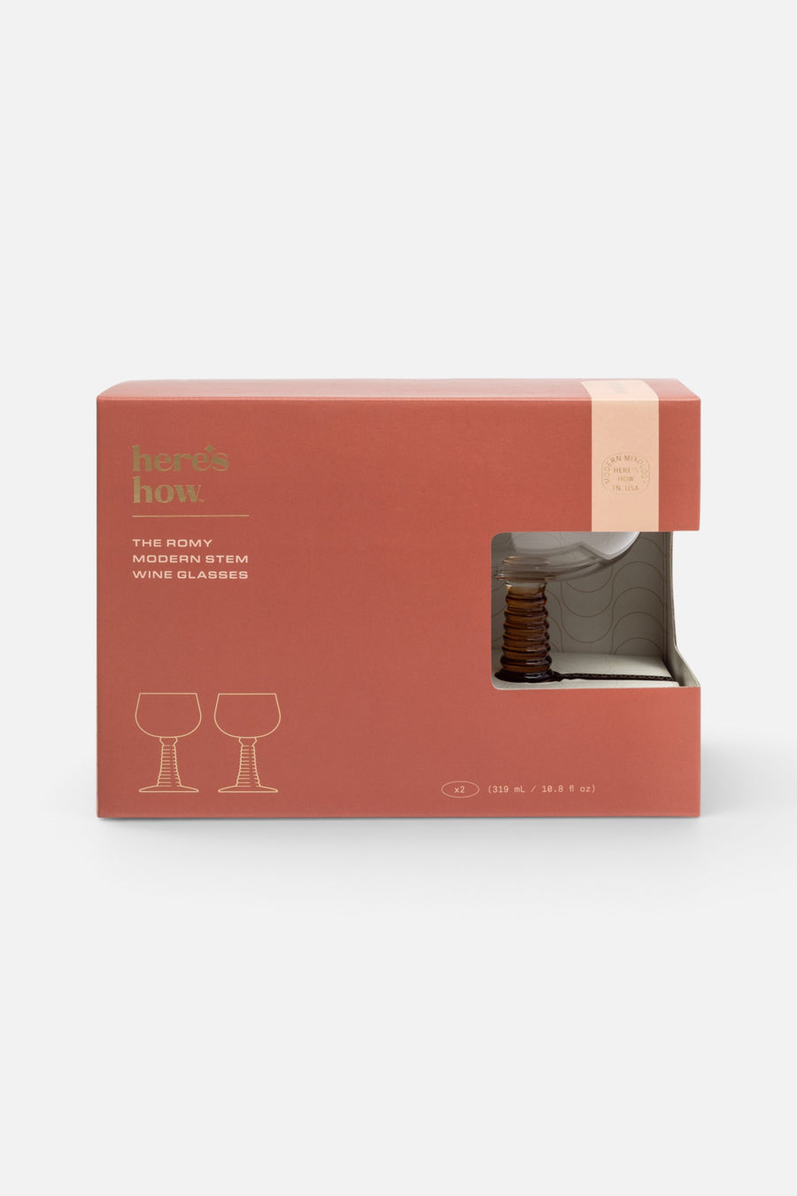 Here's How Romy Wine Glasses Set of 2 in Amber – back view