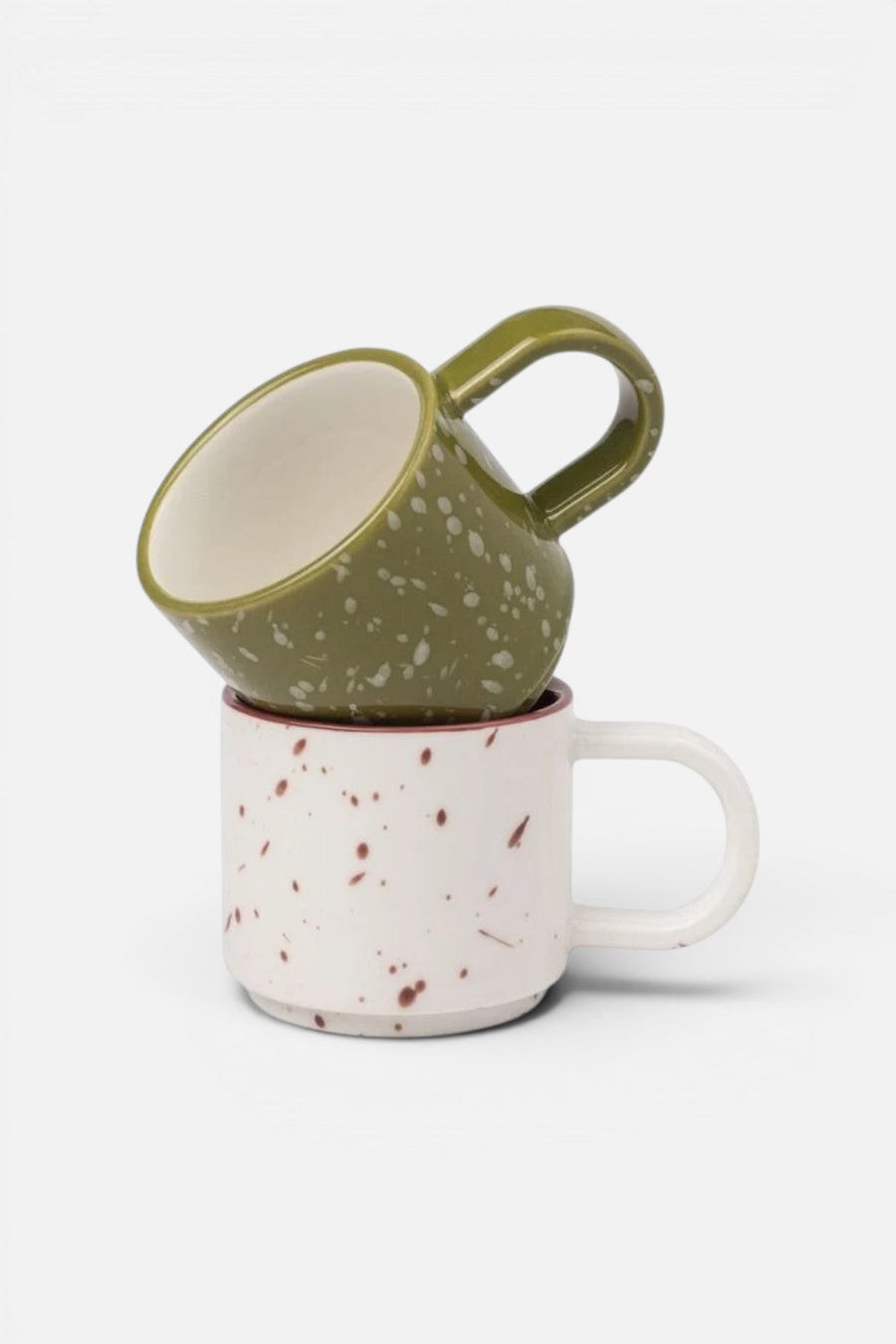 Here's How Simon Espresso Cups in Green and Cream, Set of 2 – front view