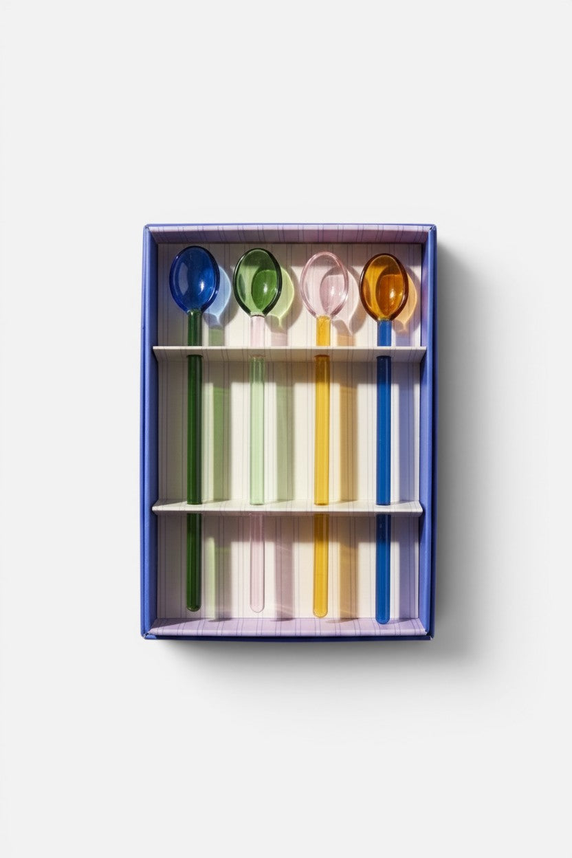 Here's How Suki Mixed Color Glass Spoons, Set of 4 – front view