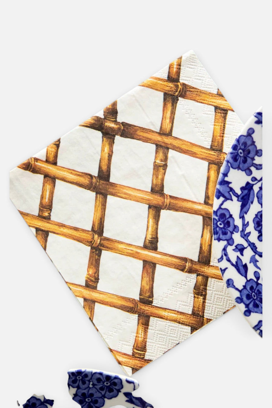 Hester & Cook Bamboo Lattice Cocktail Napkins – back view