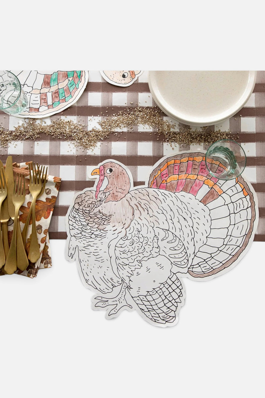 Hester & Cook Die-Cut Coloring Turkey Placemat – back view