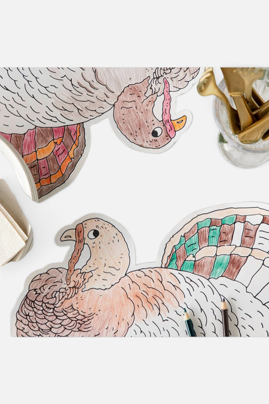 Hester & Cook Die-Cut Coloring Turkey Placemat – side view