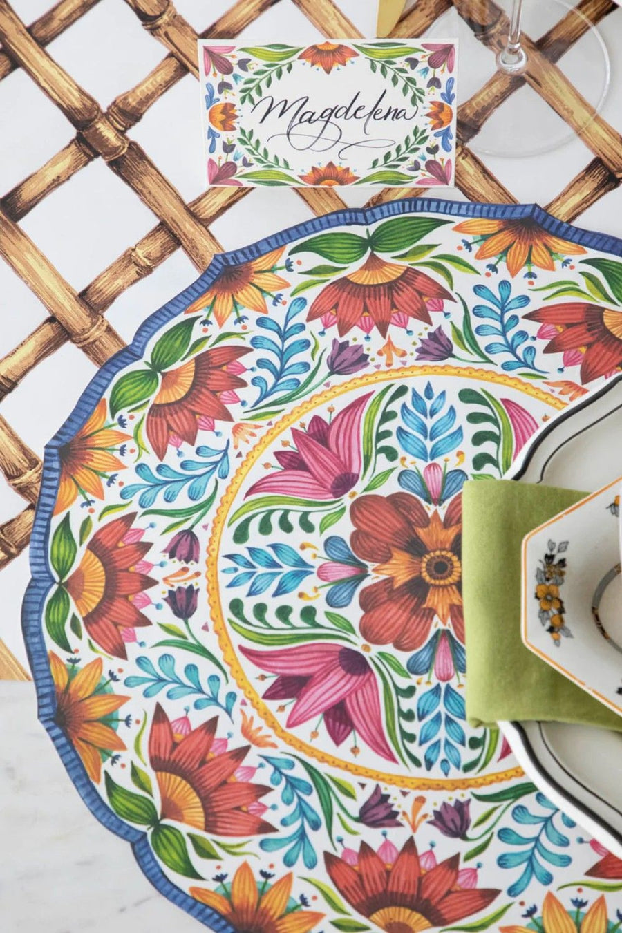 Hester & Cook Die-Cut Fiesta Floral Placemat – back view