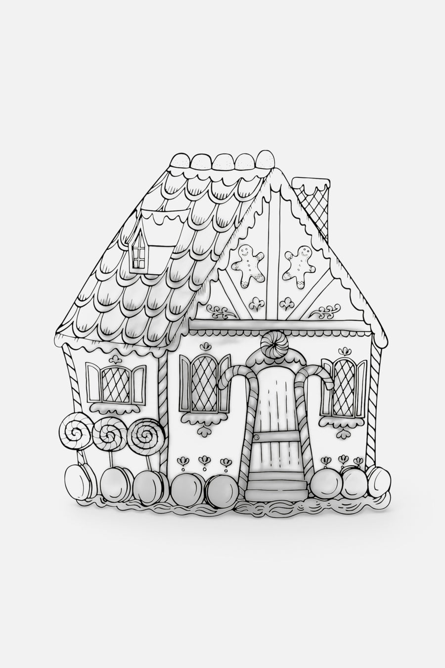 Hester & Cook Die-Cut Gingerbread House Coloring Placemat – front view