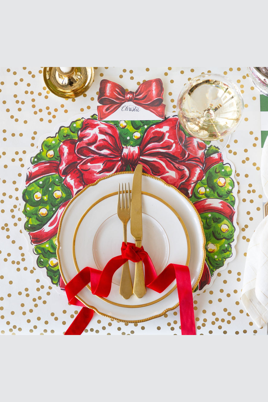 Hester & Cook Die-Cut Holiday Wreath Placemat – alternate