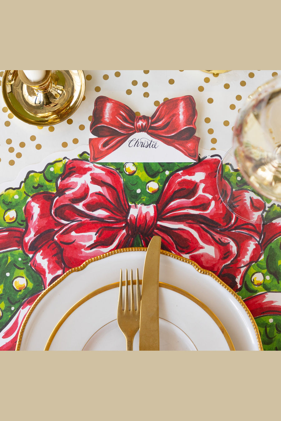 Hester & Cook Die-Cut Holiday Wreath Placemat – alternate