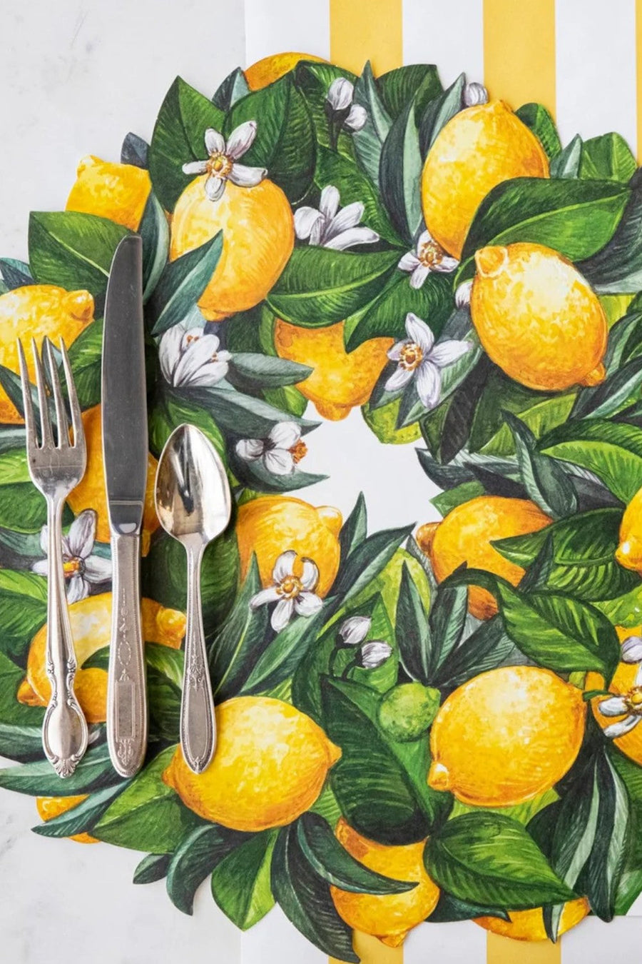 Hester & Cook Die-Cut Lemon Wreath Placemats – back view