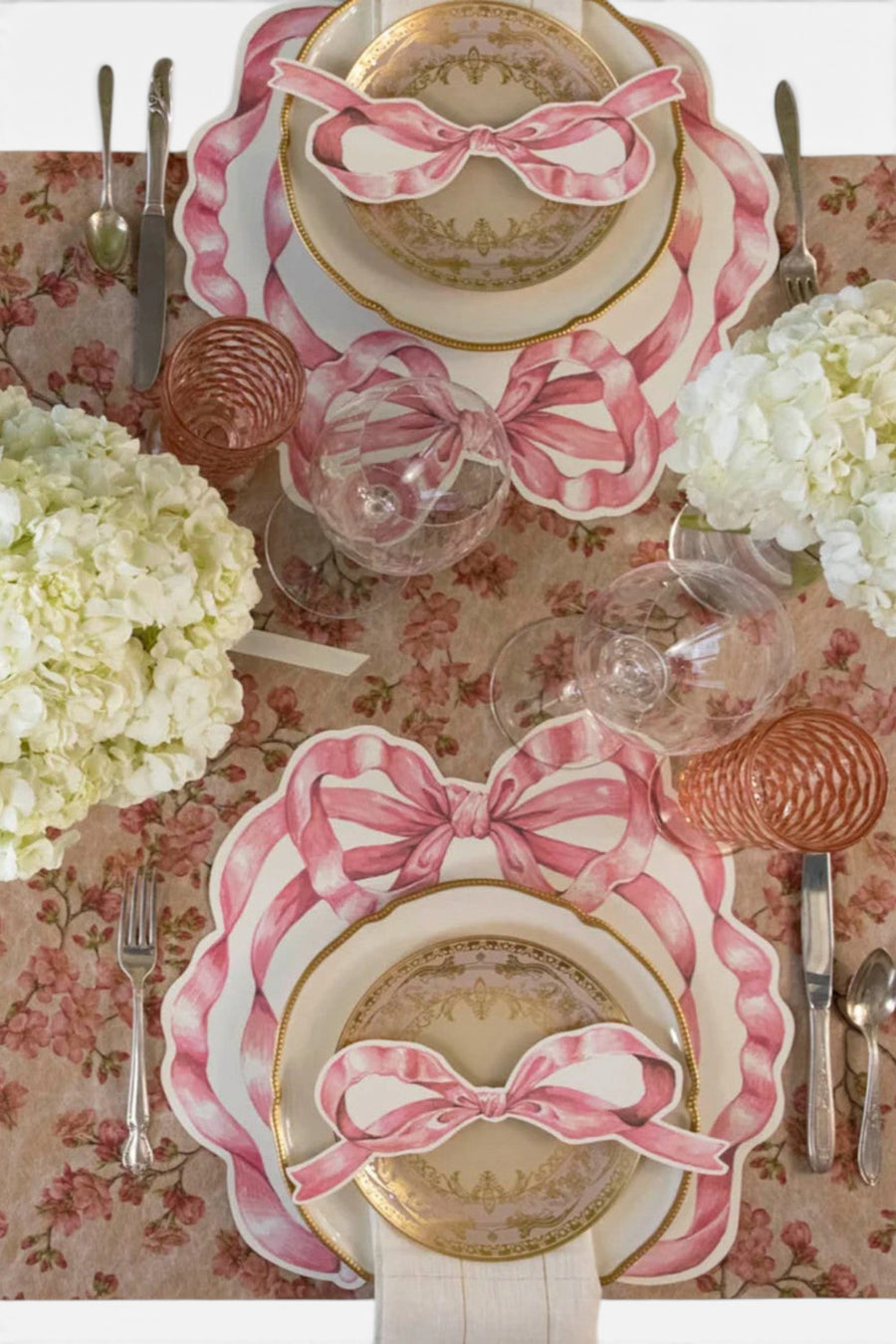 Hester & Cook Die-Cut Pink Bow Placemat – back view