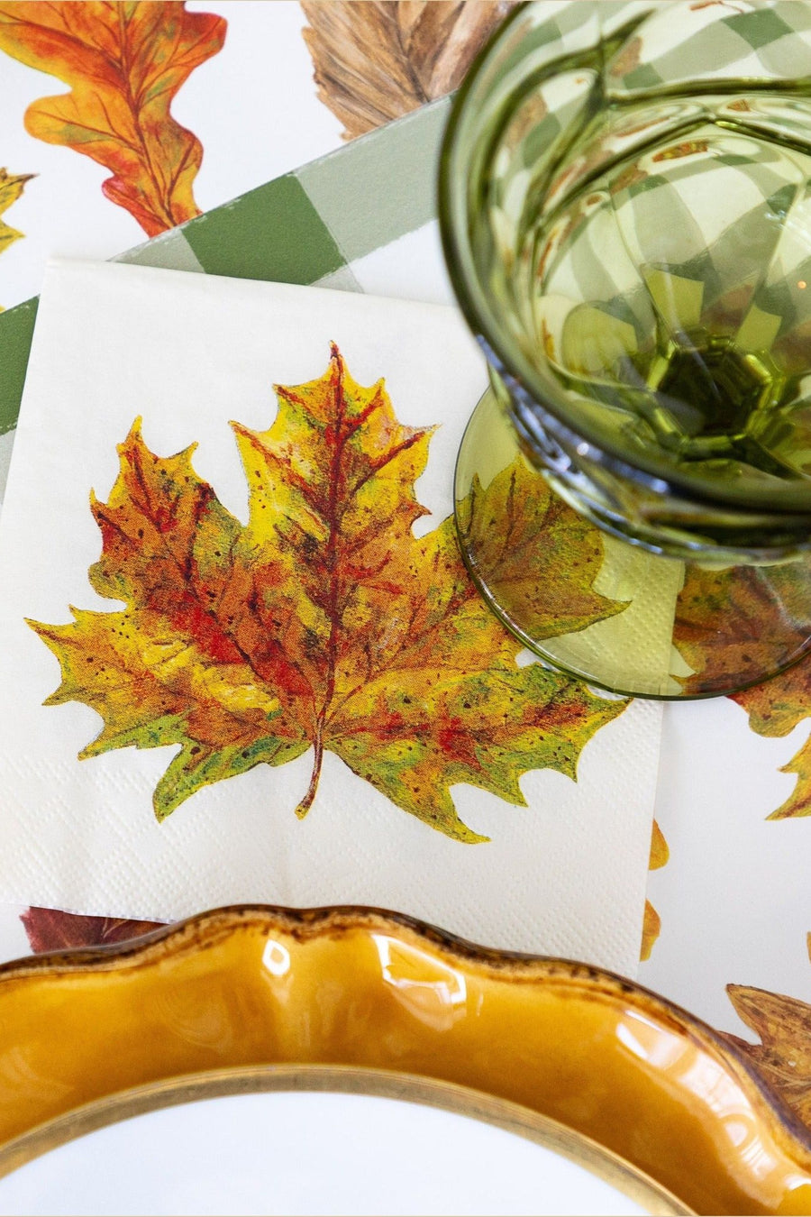 Hester & Cook Fall Foliage Cocktail Napkins – side view