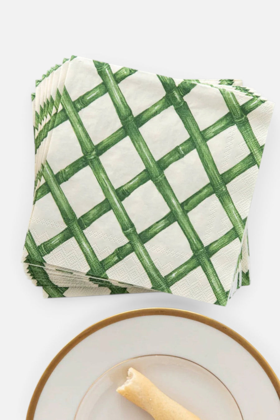 Hester & Cook Green Lattice Cocktail Napkins – back view