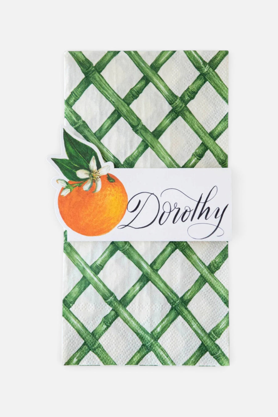 Hester & Cook Green Lattice Guest Napkins – back view