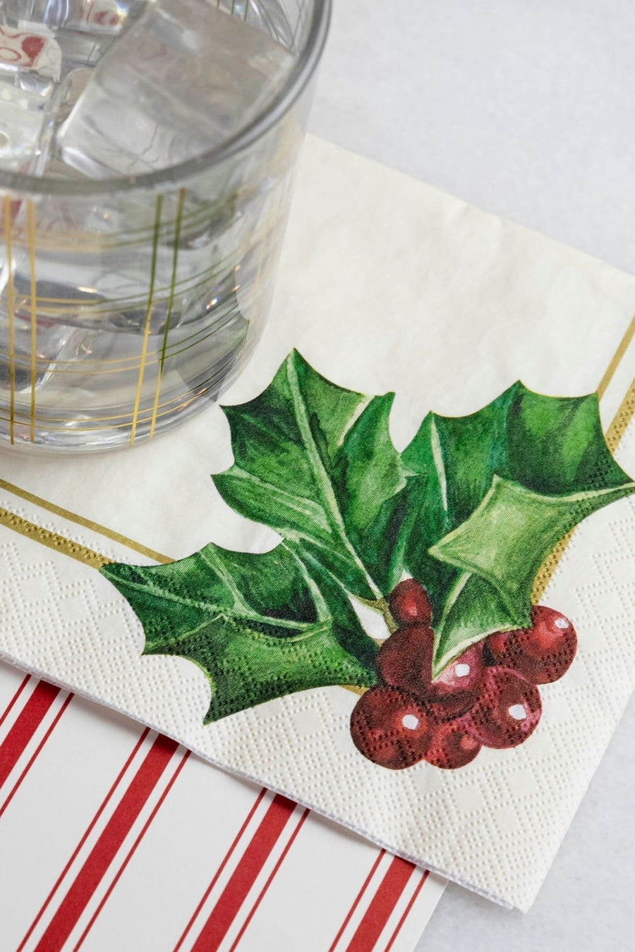 Hester & Cook Holly Cocktail Napkin - Set of 20 – back view