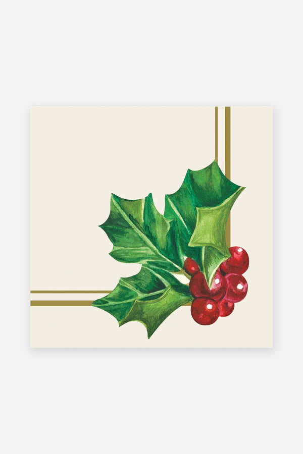 Hester & Cook Holly Cocktail Napkin - Set of 20