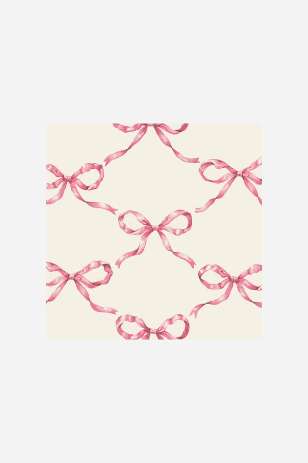 Hester & Cook Pink Bow Lattice Cocktail Napkins