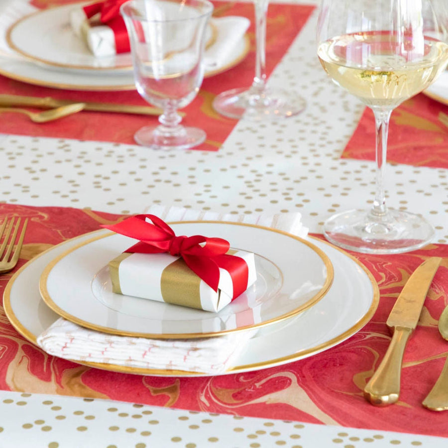 Hester & Cook Red & Gold Vein Marbled Placemat – detail