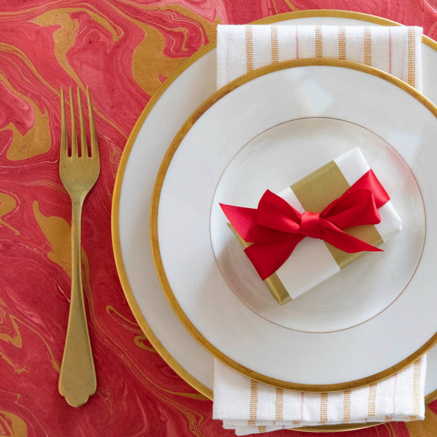 Hester & Cook Red & Gold Vein Marbled Placemat – side view