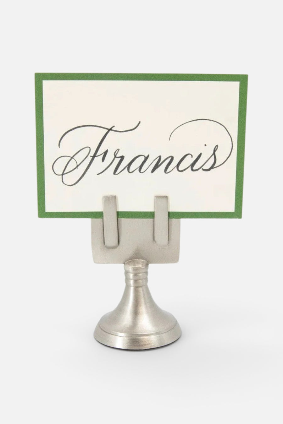 Hester & Cook Silver Place Card Holder – front view