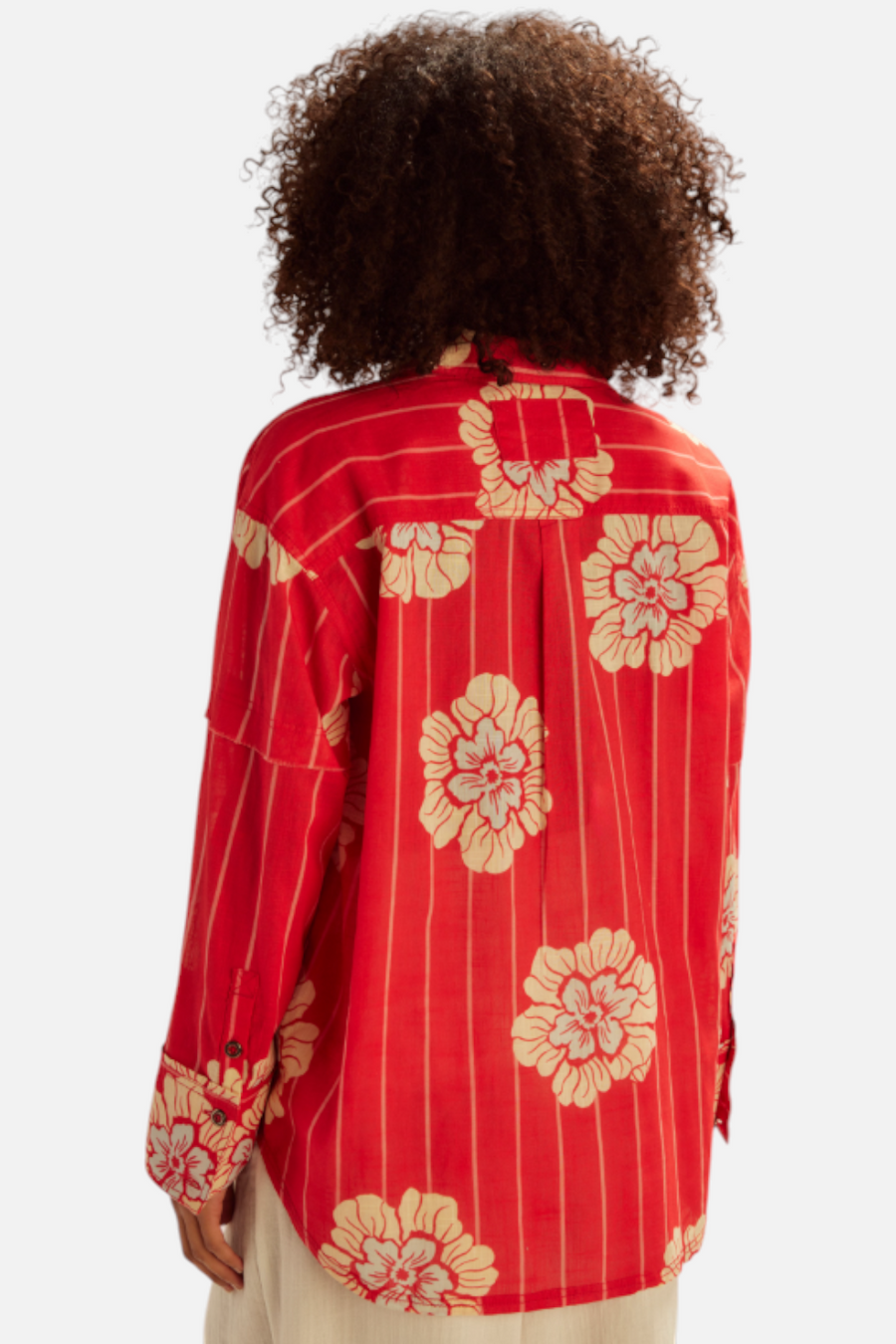 Free People Hidden Flower Camo Shirt in Cherry Combo