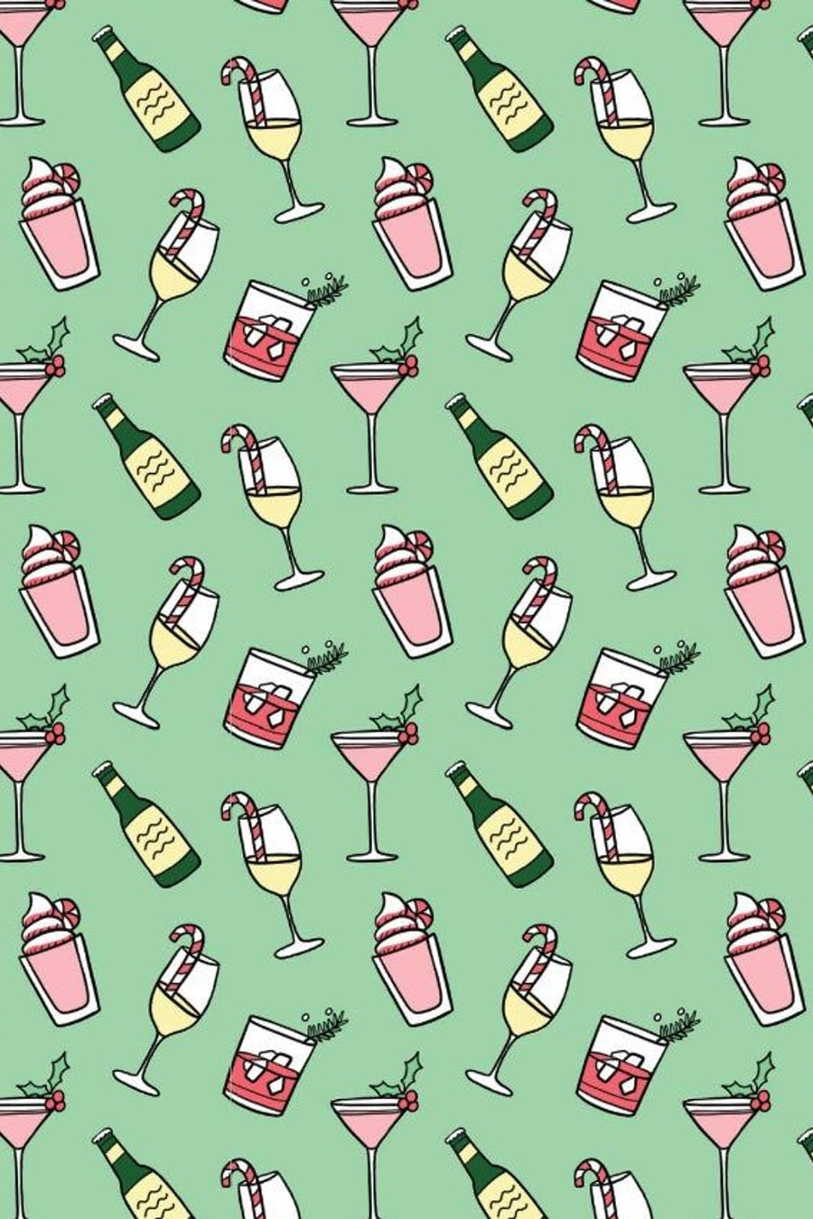 Holiday Cocktail Drinks Wrapping Paper – back view
