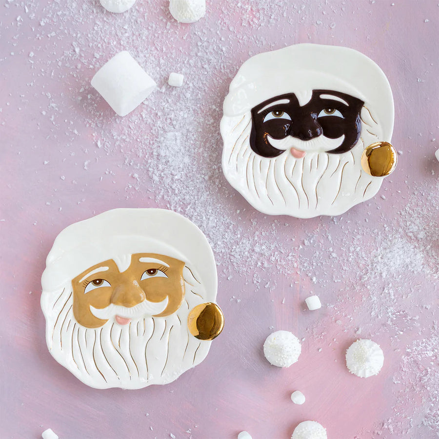 Holiday Papa Noel African American Santa Cookie Plate – back view