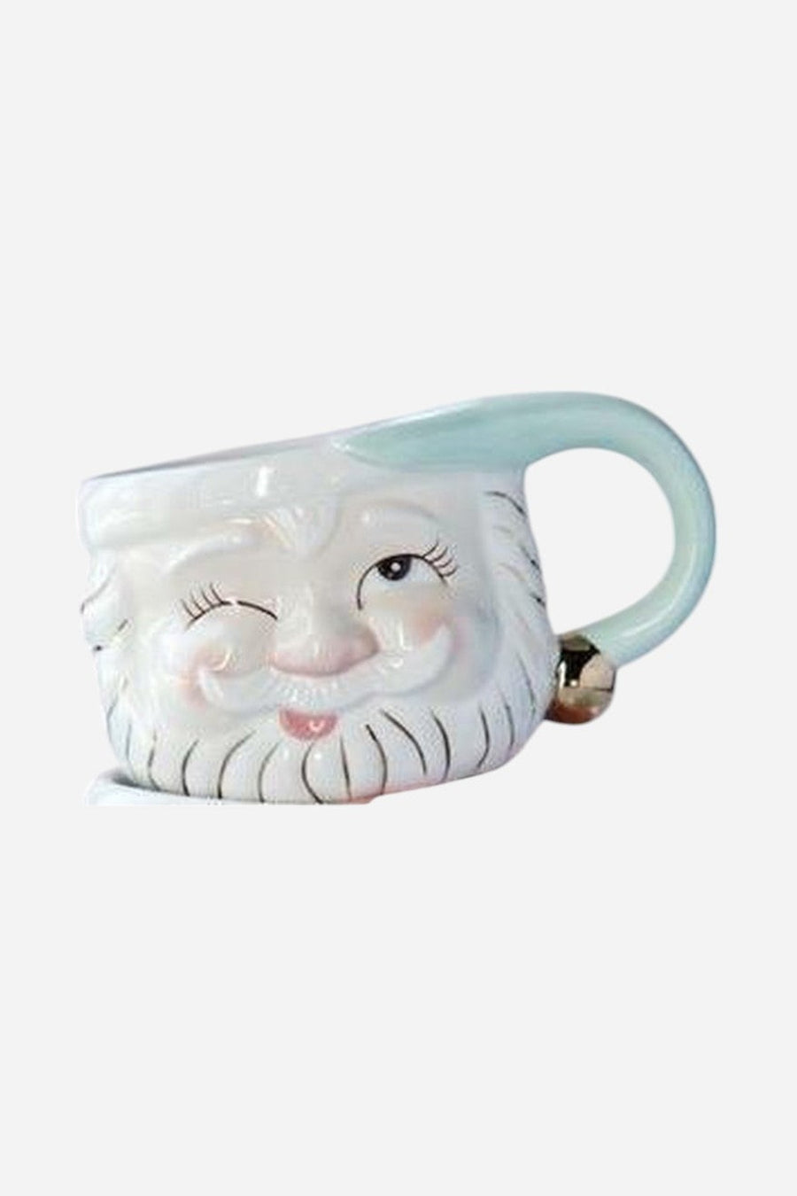 Holiday Papa Noel Winking Santa Mug In Mint – three-quarter view
